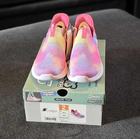 Skechers S Sport Multicolored Baily Step-Ins Shoes Big Kids Size 2 - Picture 2 of 6